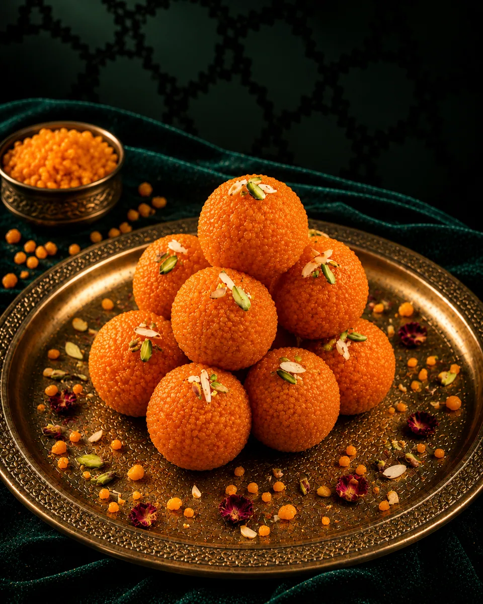 Motichoor Ladoo, handmade at the Badshah kitchen